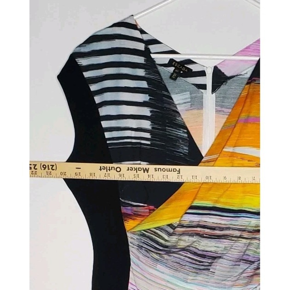 Escada Dress 42 Medium Multicolor Panel Sheath Designer Office Career Vtg Y2K - Picture 4 of 8